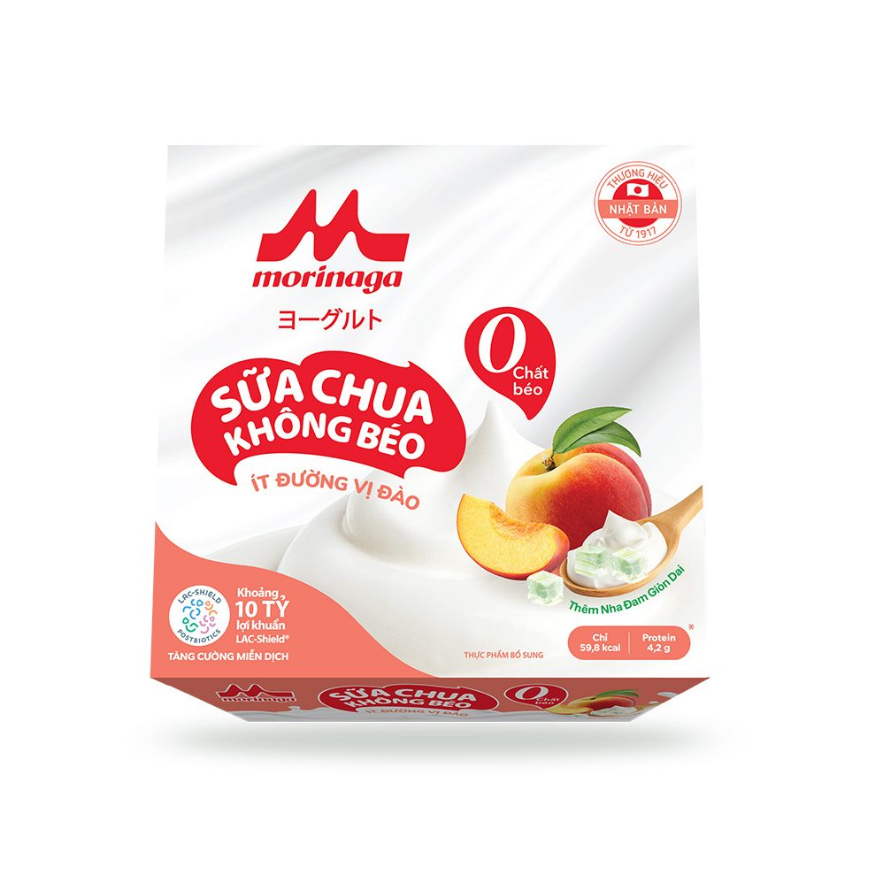 MORINAGA ZERO FAT YOGURT LESS SUGAR PEACH