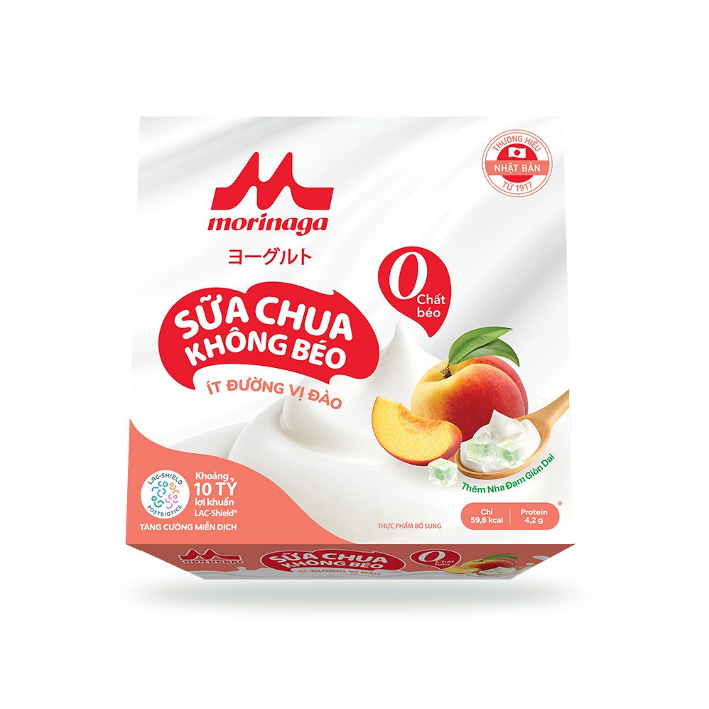 SỮA CHUA KHÔNG BÉO ÍT ĐƯỜNG VỊ ĐÀO MORINAGA