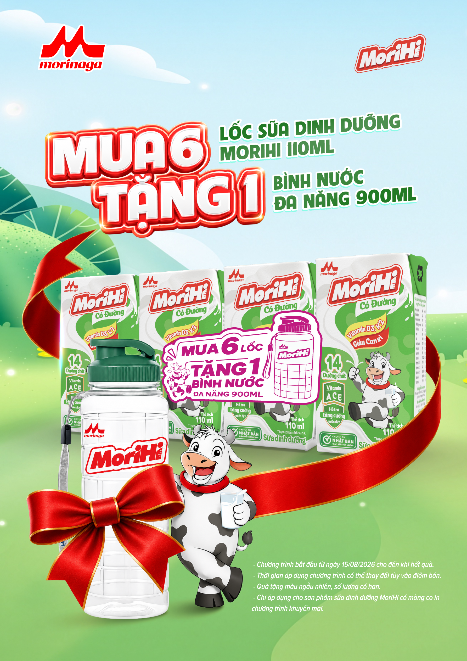 CHƯƠNG TRÌNH KHUYẾN MẠI SẢN PHẨM SỮA MORIHI TẶNG BÌNH NƯỚC ĐA NĂNG 900ML